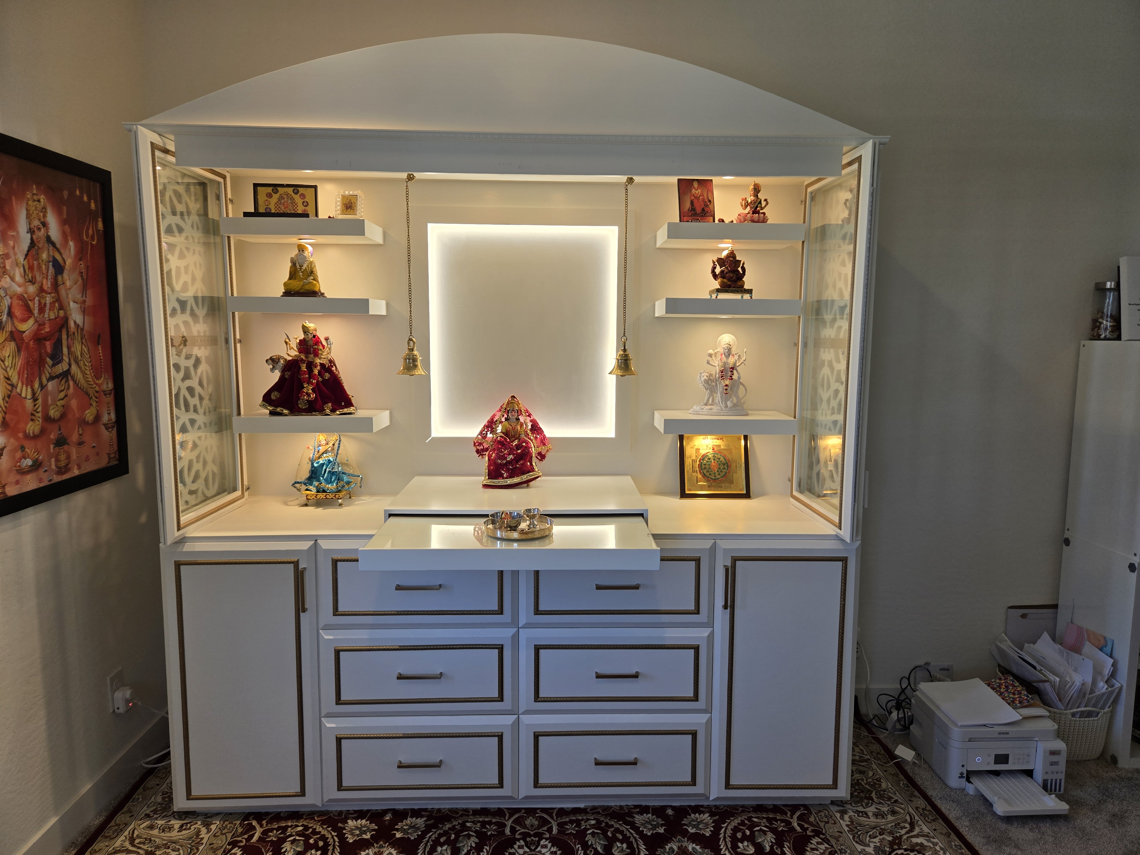 Custom Puja Mandir prayer cabinet